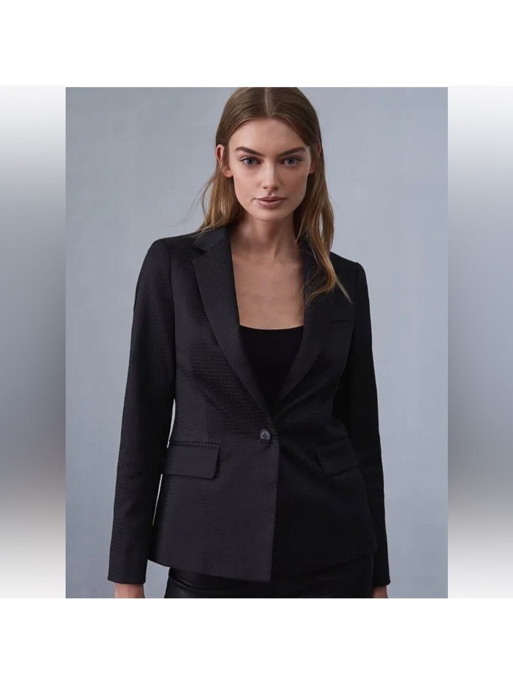 New Reiss Turner Textured Blazer in Black Sz 0